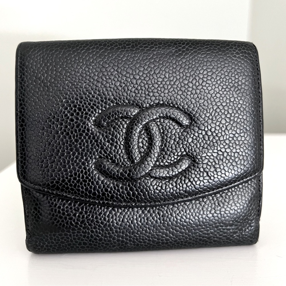 Authentic CHANEL Caviar Black Leather Wallet